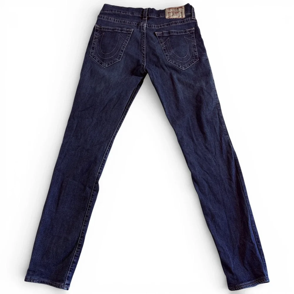 True Religion Ricky Relaxed Fit Jeans Mens 33x32.5 Blue Denim Logo Straight Leg